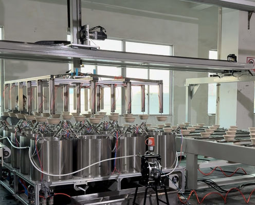 خط طلاء ذو دقة عالية تلقائي للطلاء الداخلي للمنتجات المنسوجة بالسلولة الموحدة