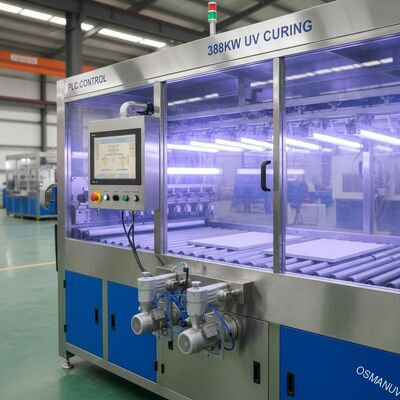 MDF Board 388kw Uv ضوء علاج طلاء بخاخ آلة التحكم PLC لوحة سيليكات الكالسيوم