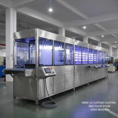 60KW Uv آلة طلاء الستار 380V أربع مراحل نقل لمواد الأحذية
