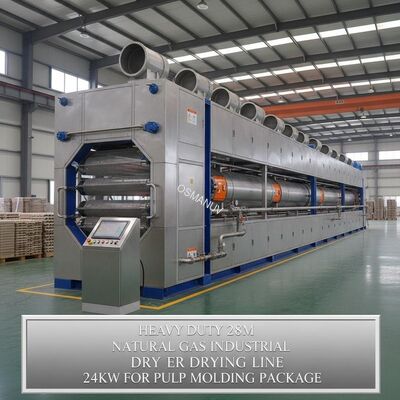 Heavy Duty 28m Natural Gas Industrial Dryer Drying Line 24kw For Pulp Molding Package