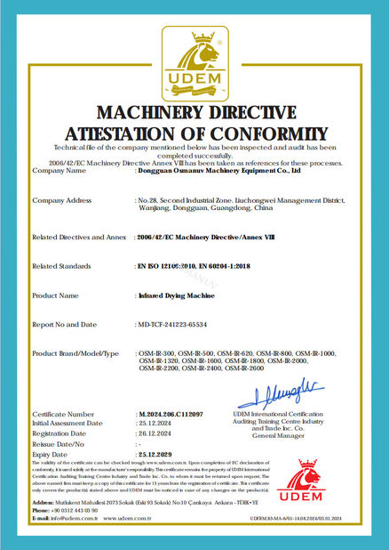 الصين Dongguan Osmanuv Machinery Equipment Co., Ltd الشهادات